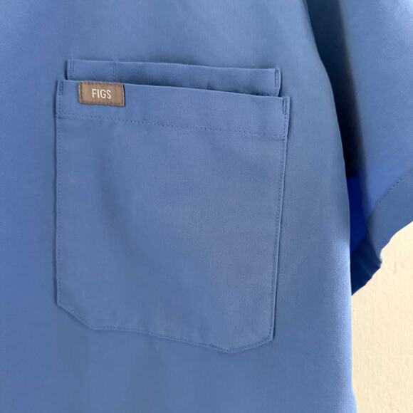 Figs Scrubs Uniform Top Leon Men's Size Large Light Blue - Picture 2 of 7